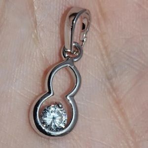 Small Vintage Silver Crystal CZ Pendant Charm for Womens Chain Necklace